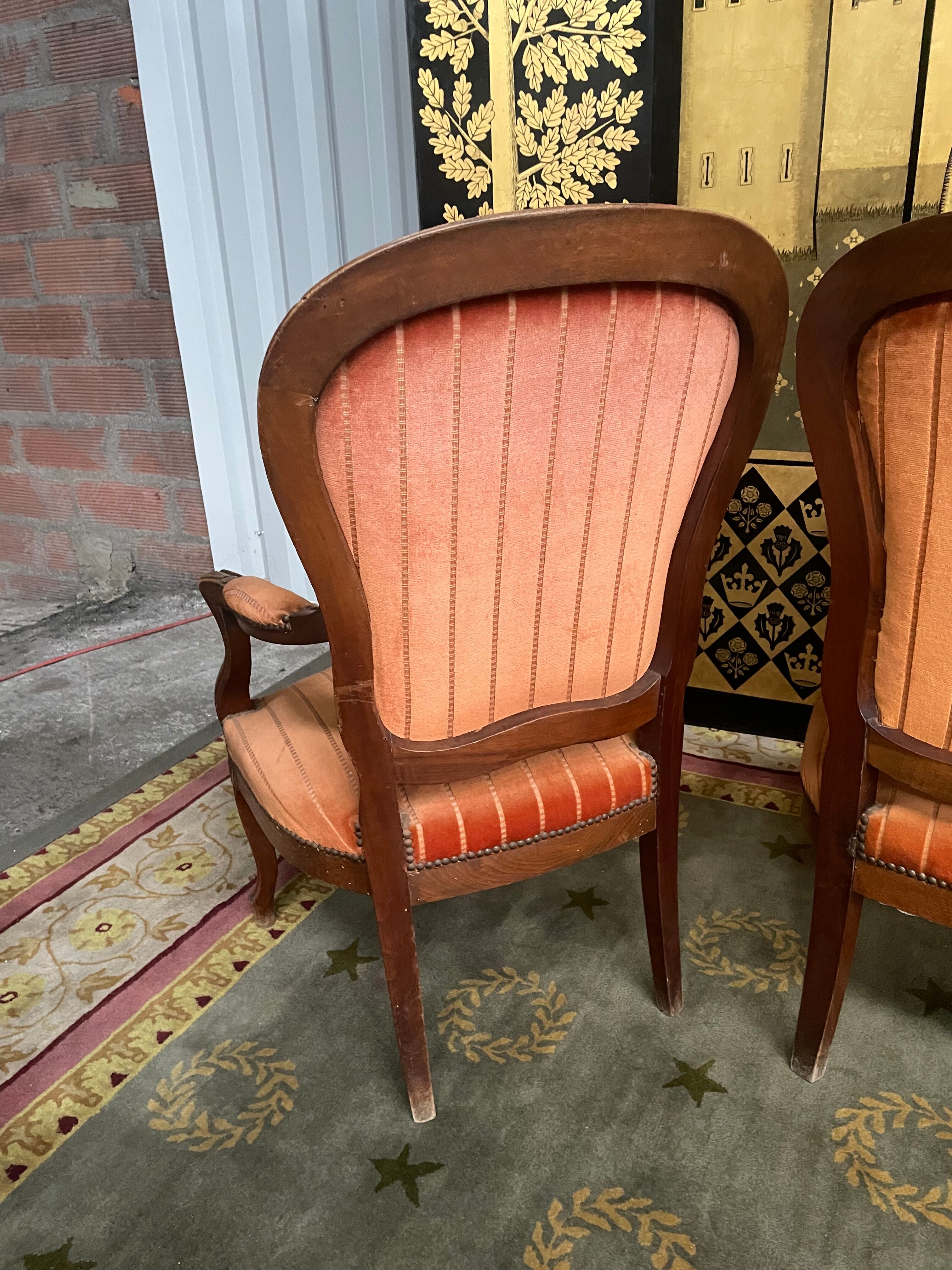 Salon complet Louis Philippe banquette et paire de fauteuils