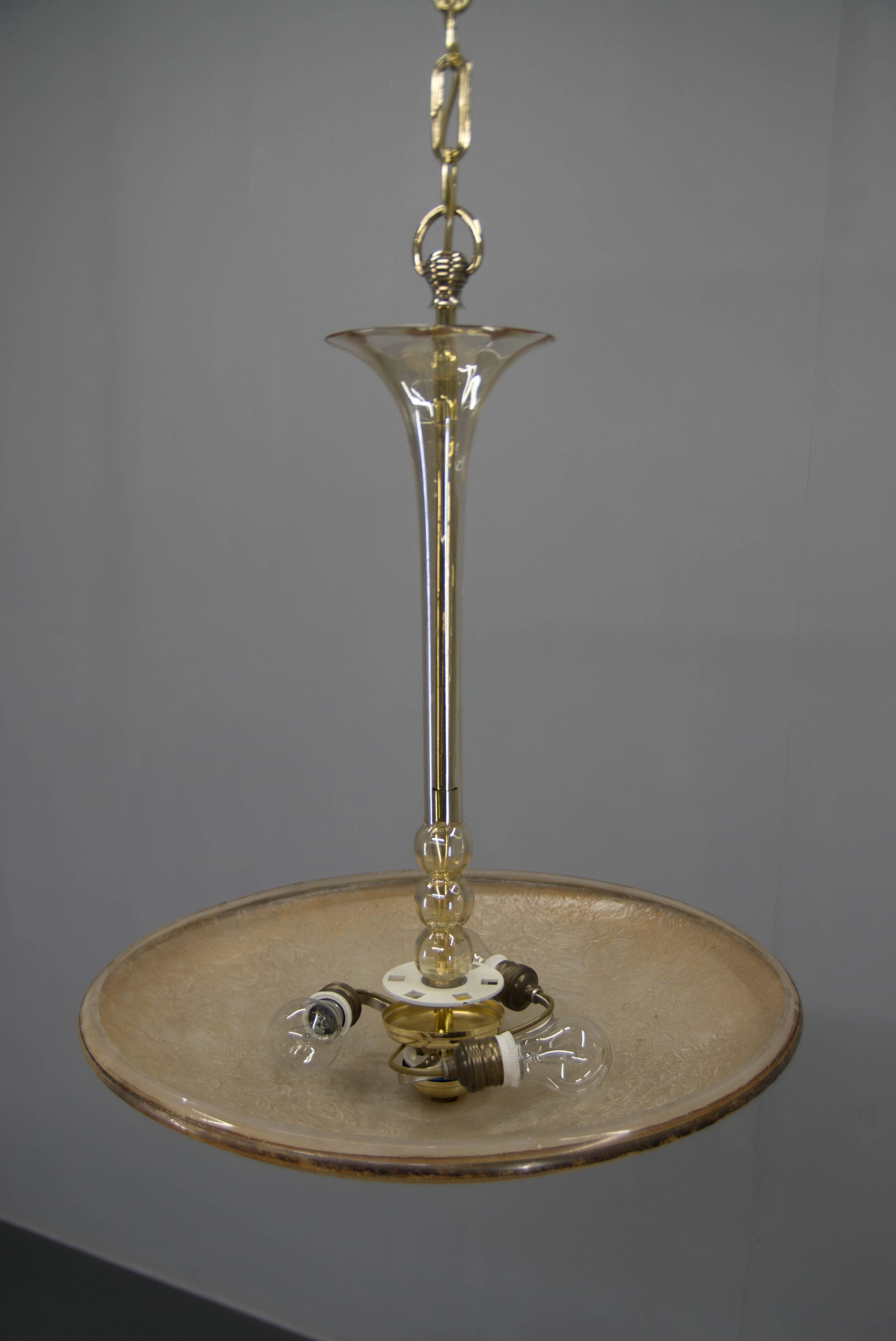 Art Deco Glass Chandelier, Kamenicky Senov, 1930s