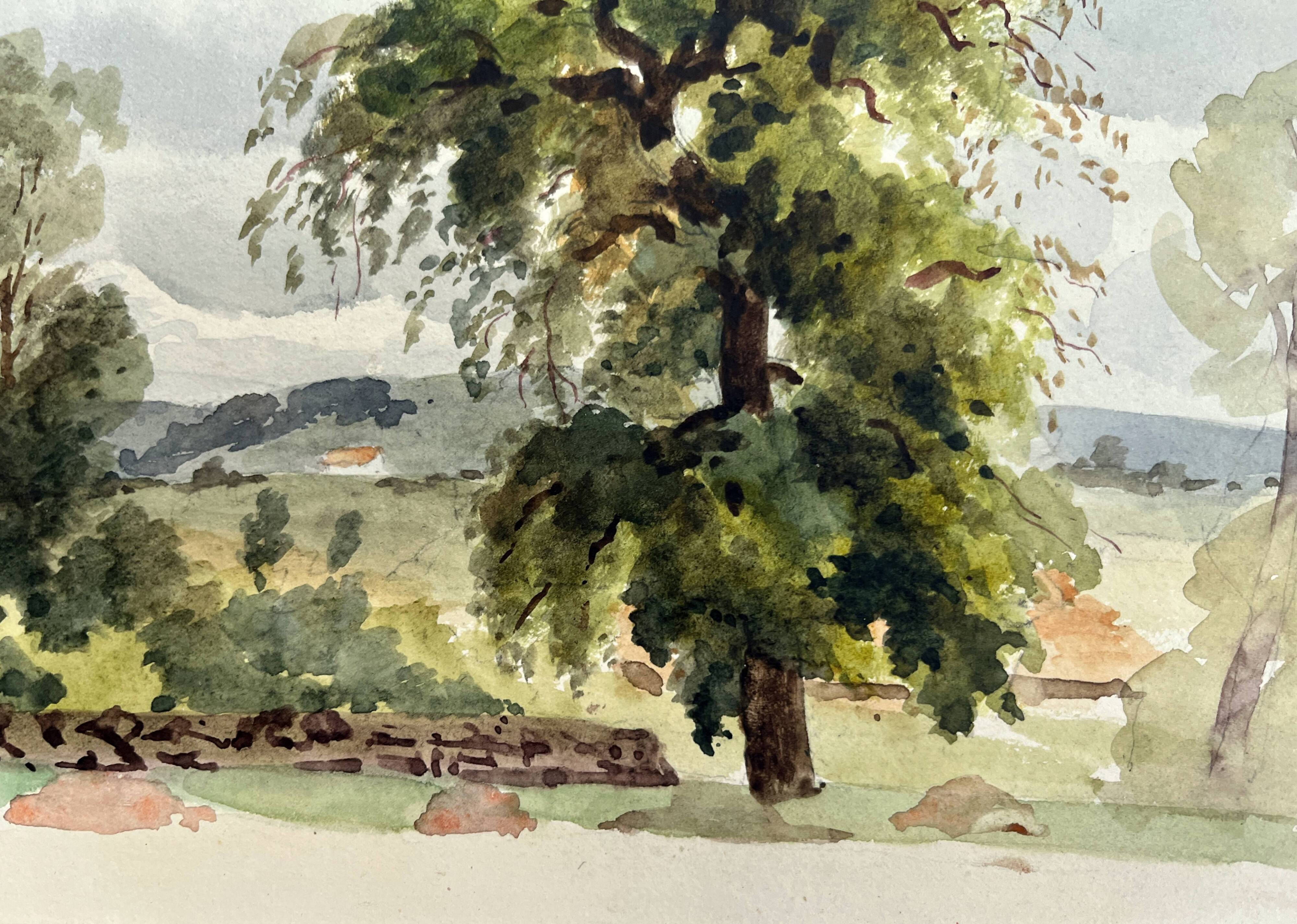 Painting Set of 3 watercolors Village and countryside early 20th century
