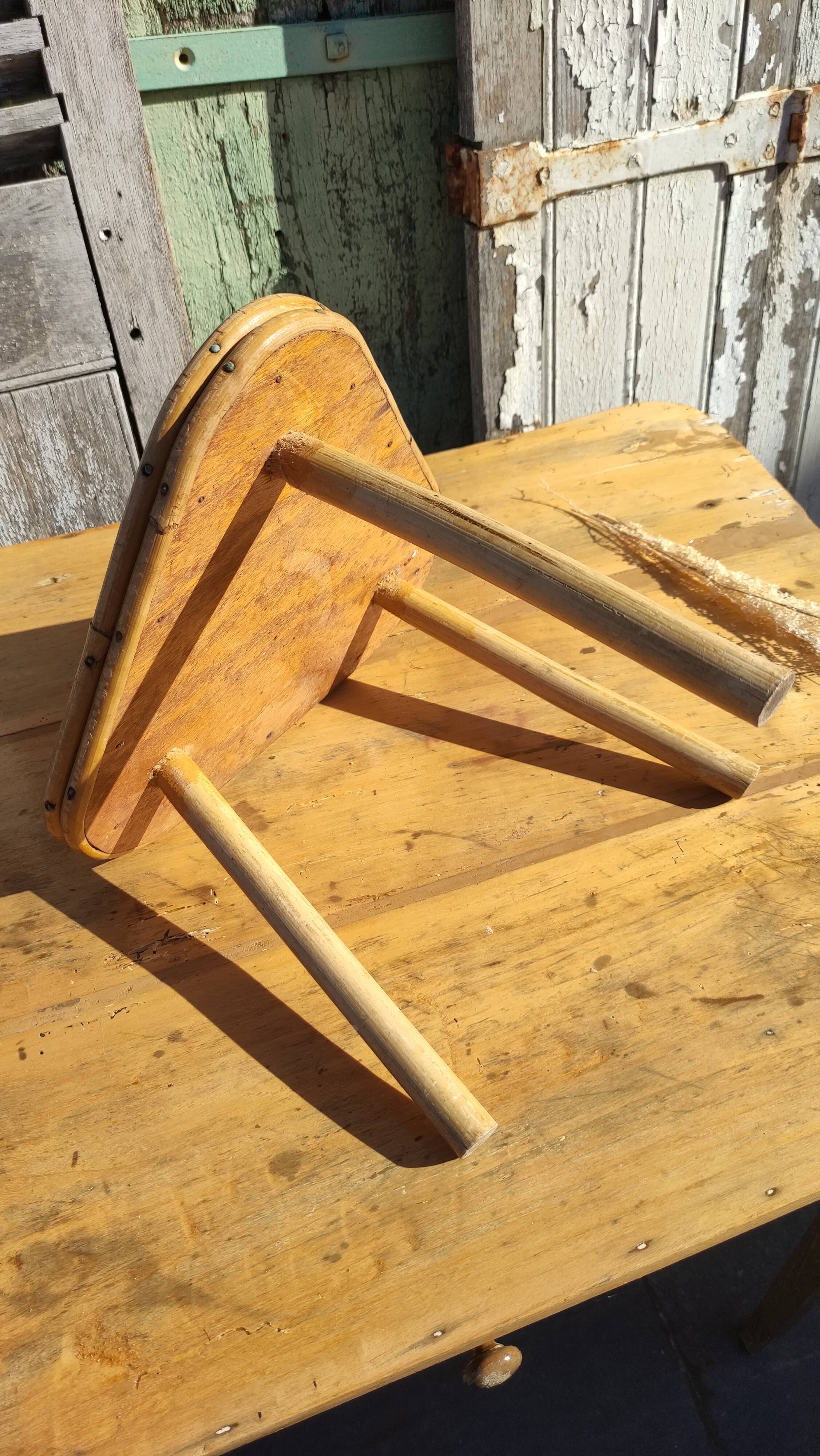 Vintage bamboo tripod stool
