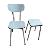 Chaise et tabouret en Formica des années 1950