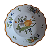 Glazed terracotta cap plate with yellow tulip
