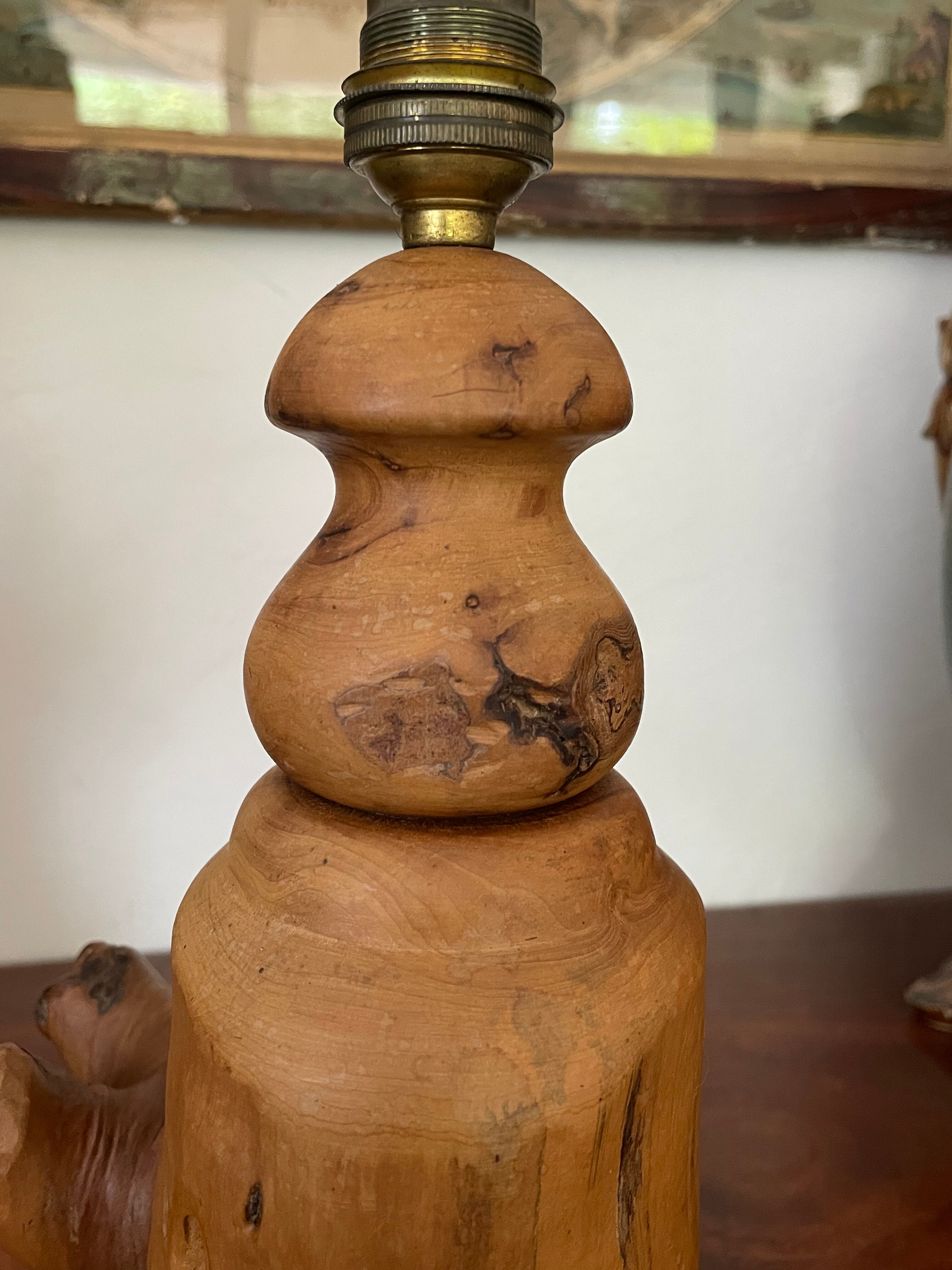 Lamp foot made of vintage olive wood