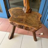 Vintage solid olive wood brutalizer floor lamp