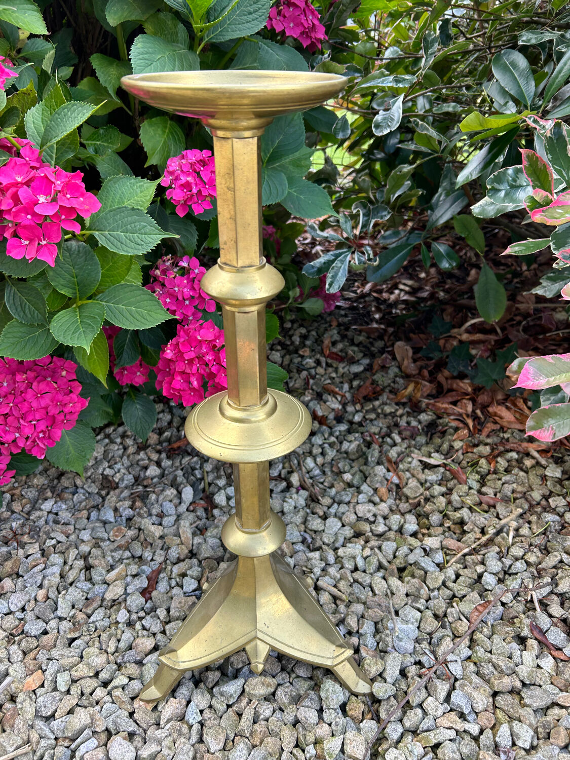 Large solid brass candle holder
