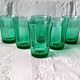 6 verres 12 cl rétro verre vert émeraude france, petits verres vintage