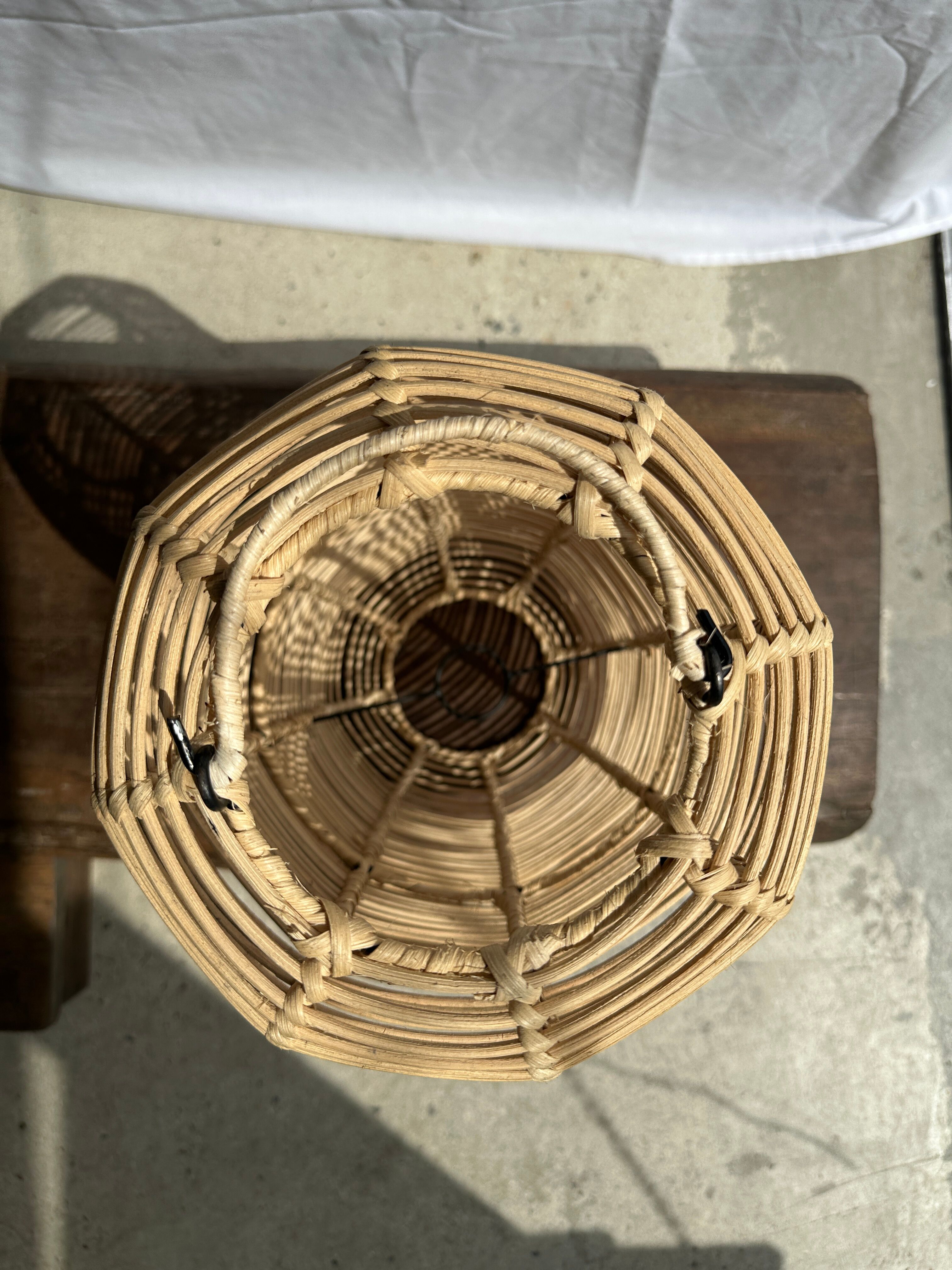 Large lantern-shaped rattan pendant lamp H50 D24