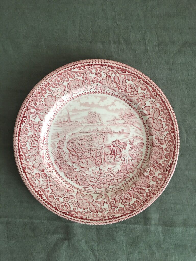 Set of 10 flat plates in English earthenware, EIT England, country décor