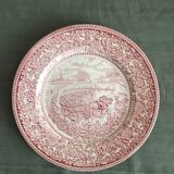 Set of 10 flat plates in English earthenware, EIT England, country décor