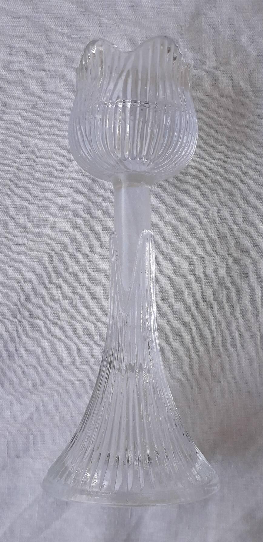 Paire de bougeoirs verre