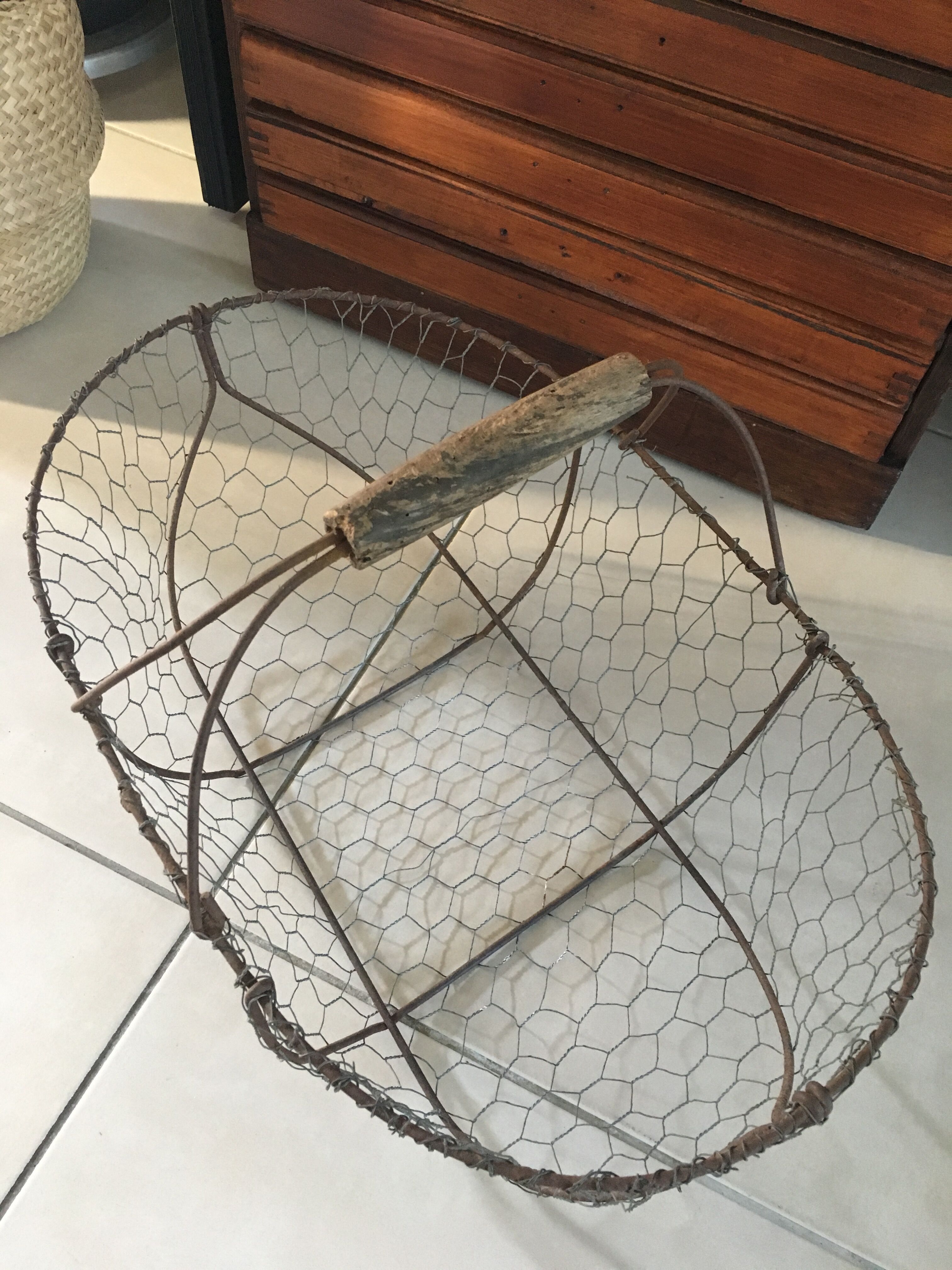 Old metal wire basket