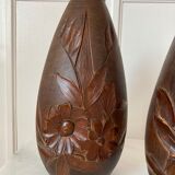 Paire de vases bois sculpté Art Déco