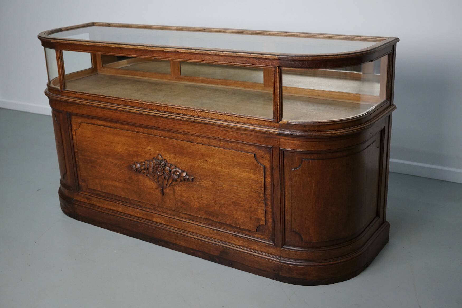 Antique Oak Jewellery Cabinet or Shop Counter, Early 20th Century
