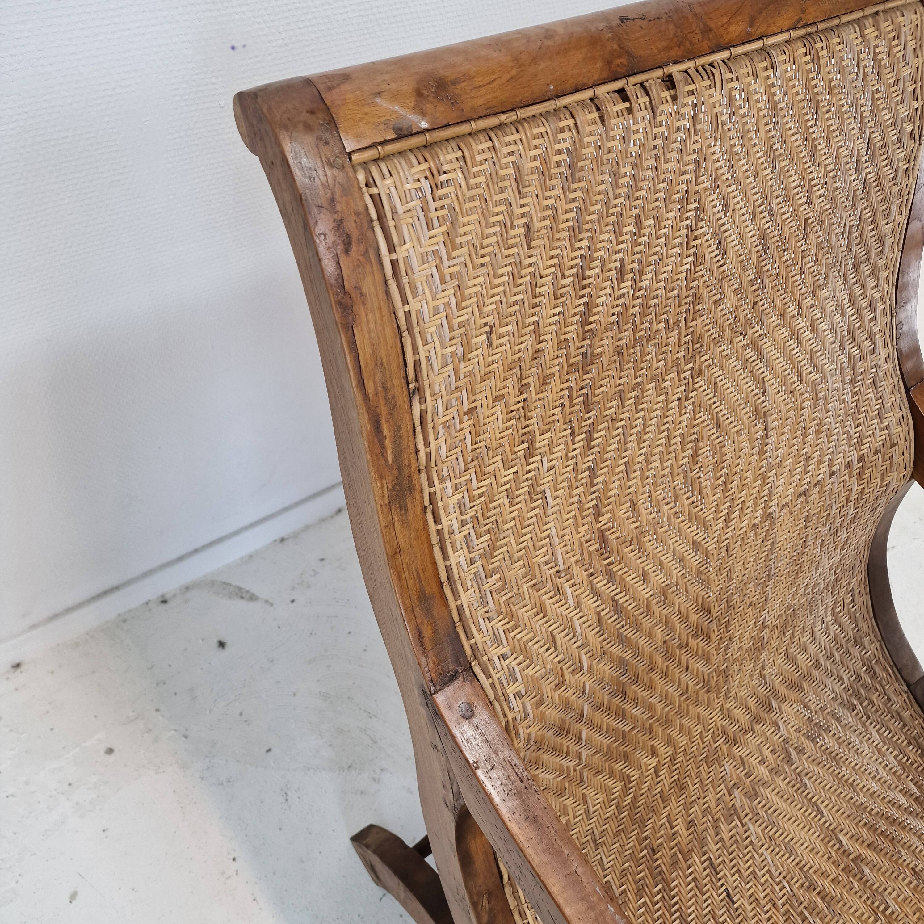 Colonial Style Carved Caned Plantation Chair