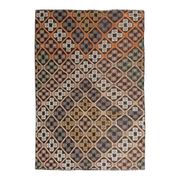 Brown Orange Handmade Vintage Turkish Kilim Area Rug  112x159