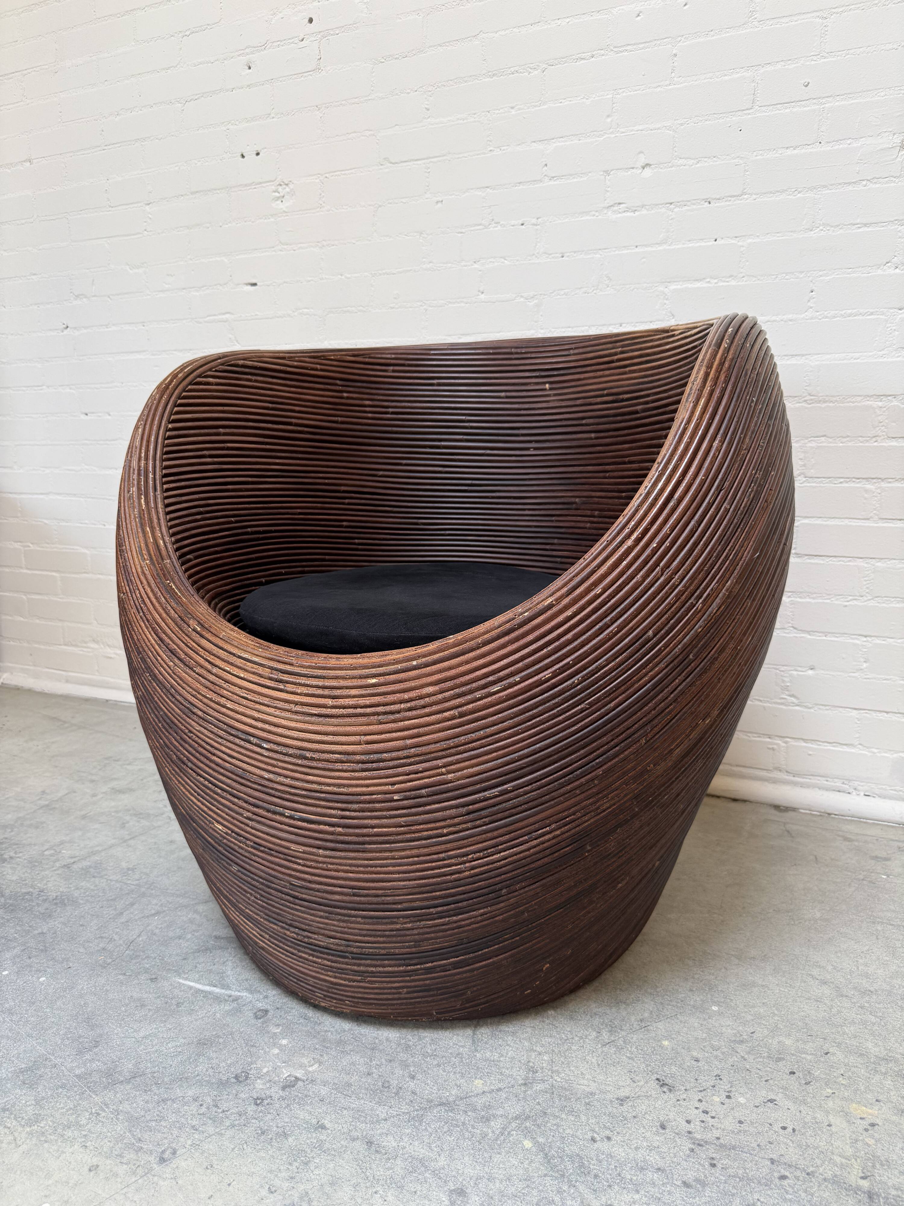 Organic Rattan Lounge Chair Attributed to Gabriella Crespi