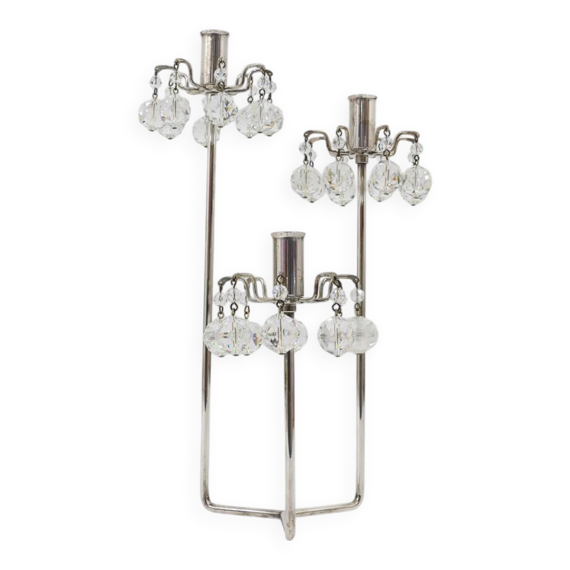 Silver-plated candlestick, faceted Swarovski crystals, Austria, 1960s