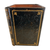 Leather paper basket, imitation bindings old books