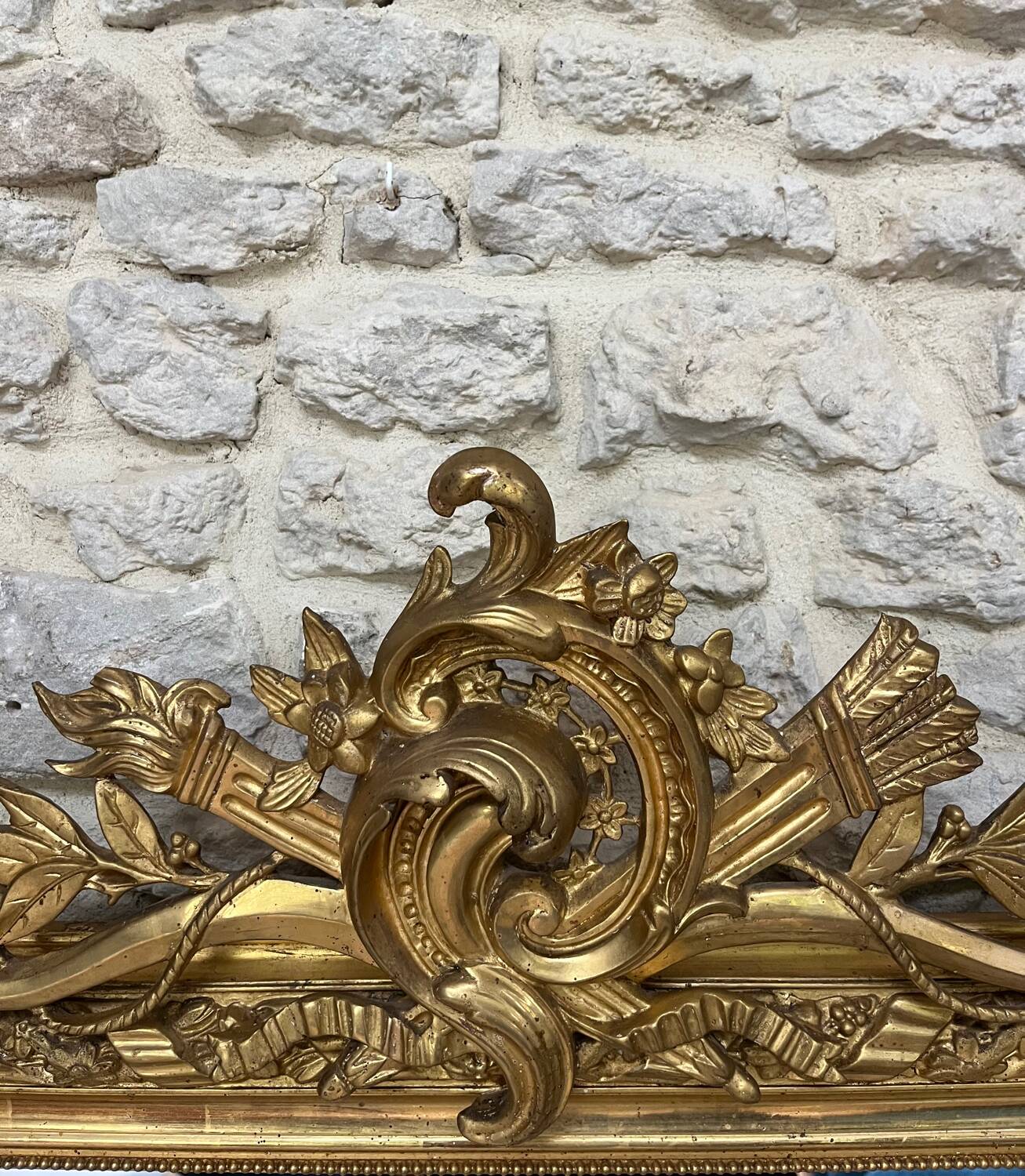 Sublime gilded pediment mirror with gold leaf 161cm