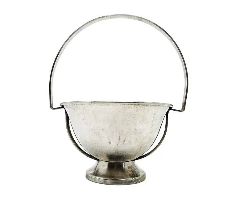 Art Deco sugar bowl, silver-plated brass, Poland, 1920s