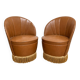 Vintage cognac fringe tub chairs