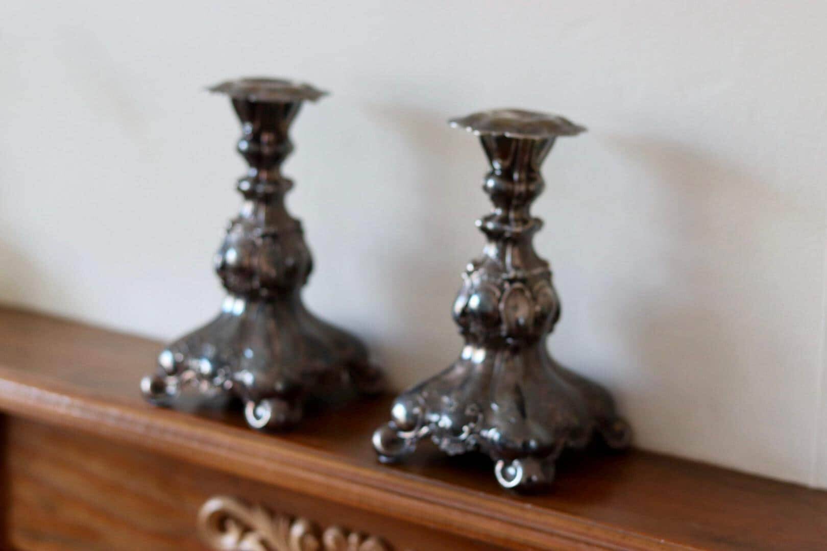 Pair of silver plated vintage candle holders by GAB Sweden