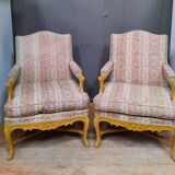 Pair of louis xv style upholstered armchairs