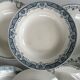 Set of 6 blue ironstone deep plates, antique French earthenware.
