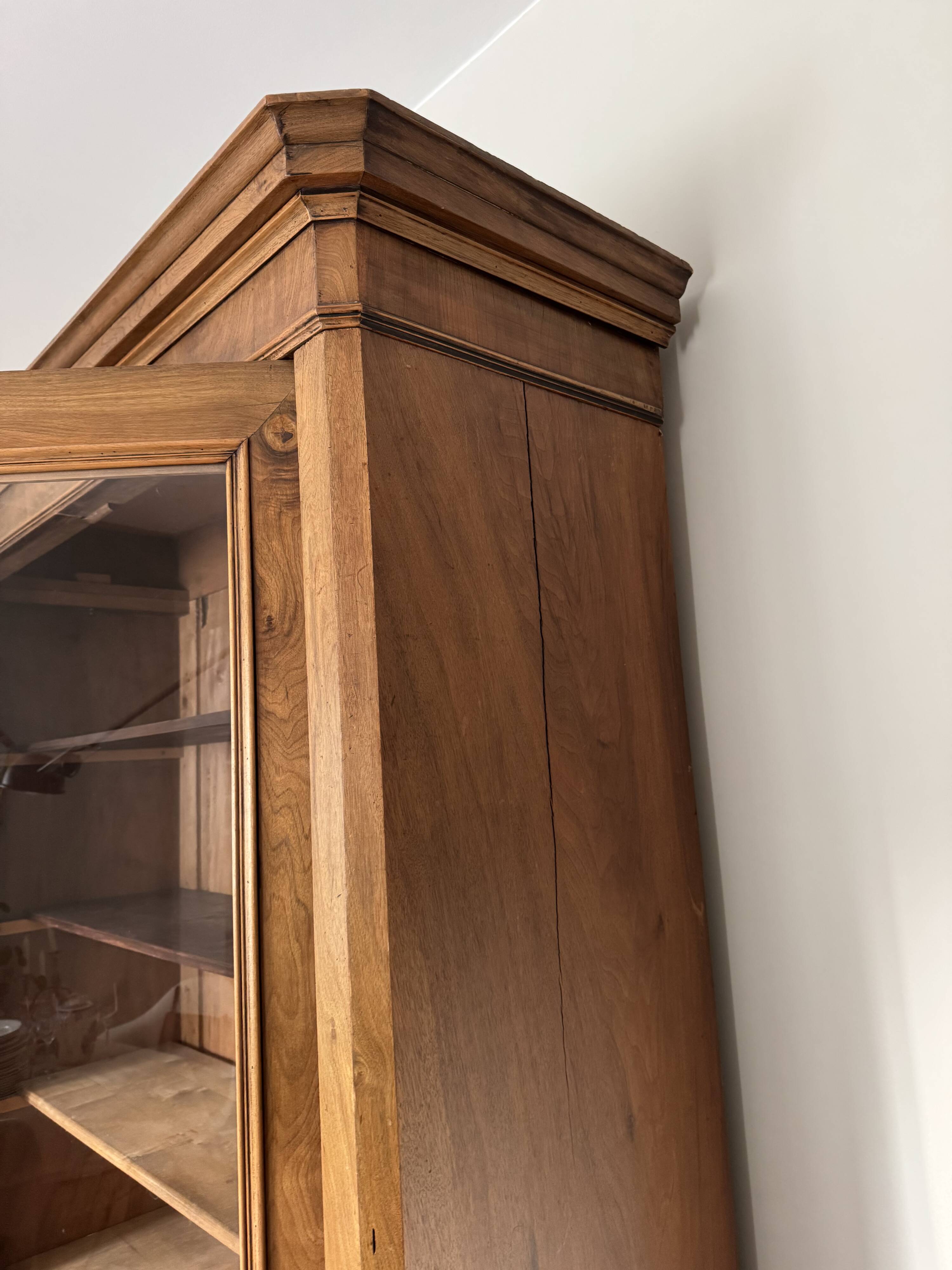 American walnut glass cabinet/bookcase