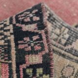 Tapis vintage oriental fait main rose et crème 4x7, 130x225 cm