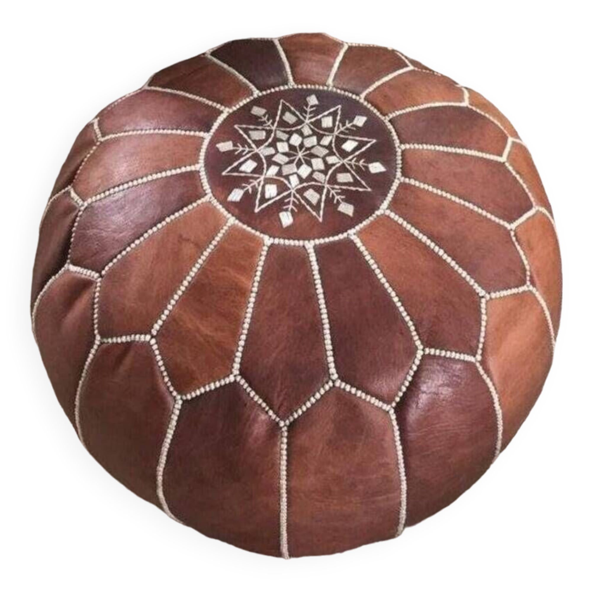 Moroccan leather pouf, Moroccan ottoman pouf, BROWN Moroccan pouf, Moroccan vintage, leather pouf