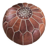 Moroccan leather pouf, Moroccan ottoman pouf, BROWN Moroccan pouf, Moroccan vintage, leather pouf