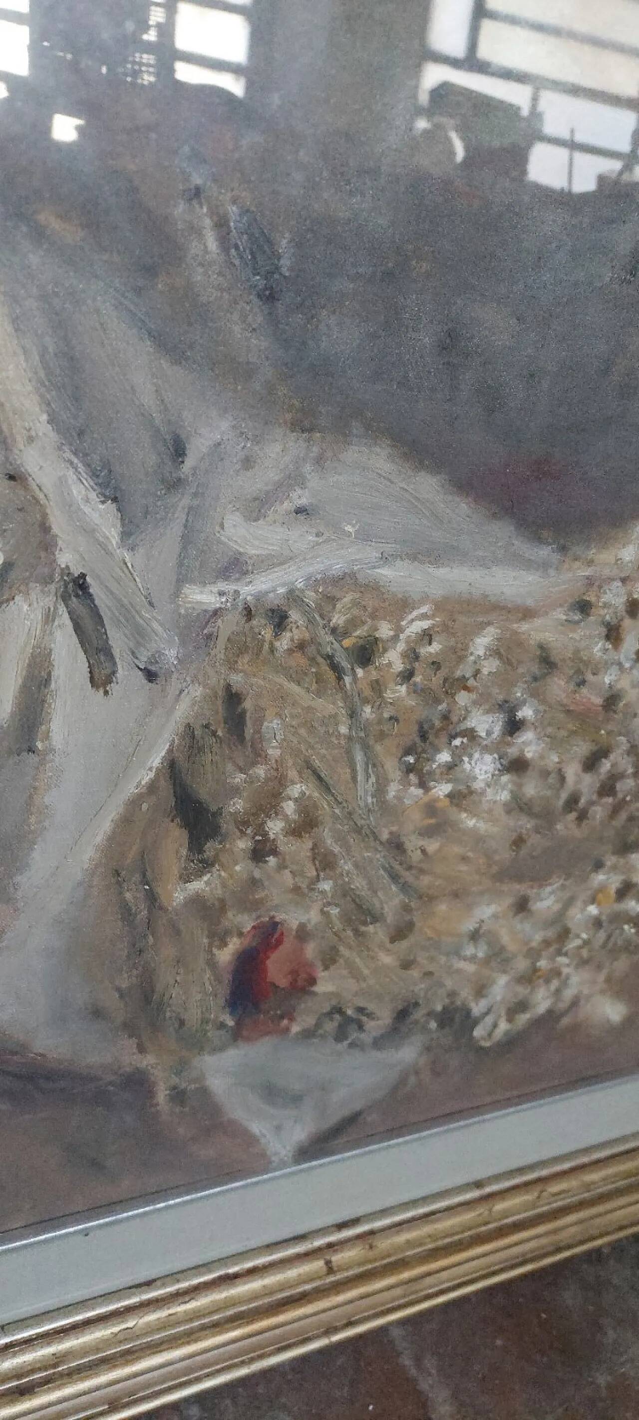Still life by Giuseppe Manfredi, oil on cardboard, 20th century