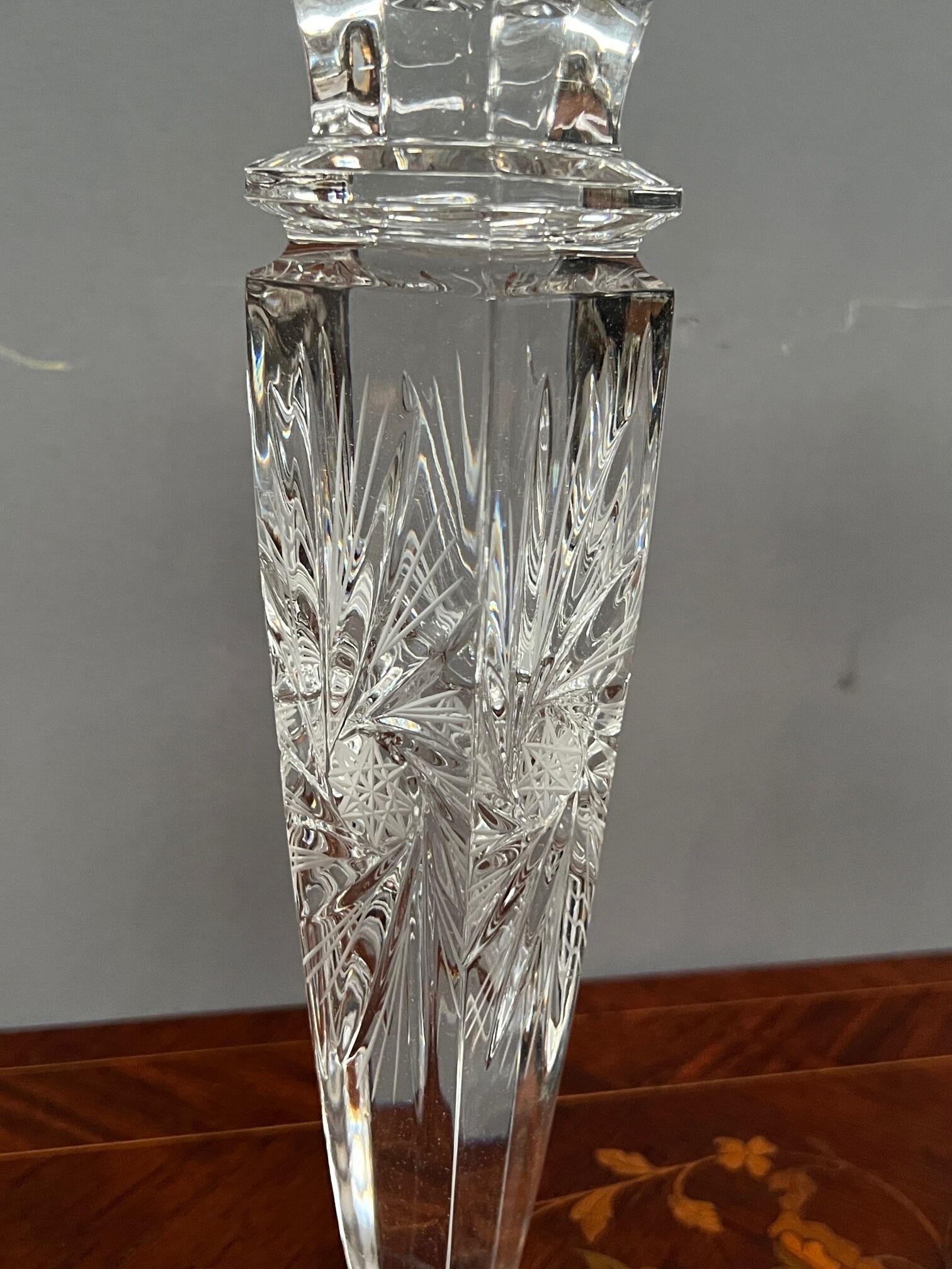 Pair of hand-cut solid crystal candle holders.