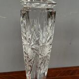 Pair of hand-cut solid crystal candle holders.