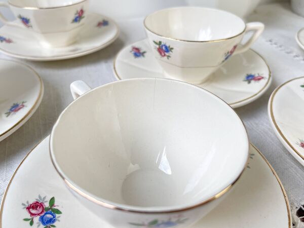 Service à thé vintage en porcelaine fleurie DIGOIN SARREGUEMINES