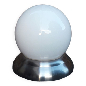 Plafonnier globe verre blanc opalin - 1990