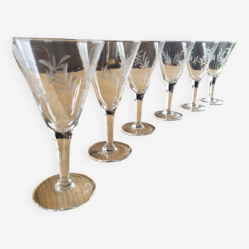 6 verres anciens en cristal