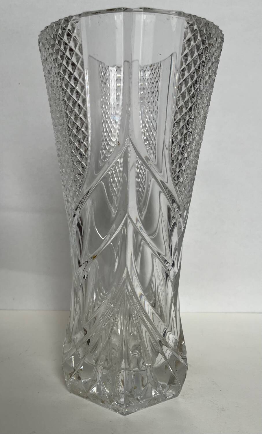 Large molded crystal vase