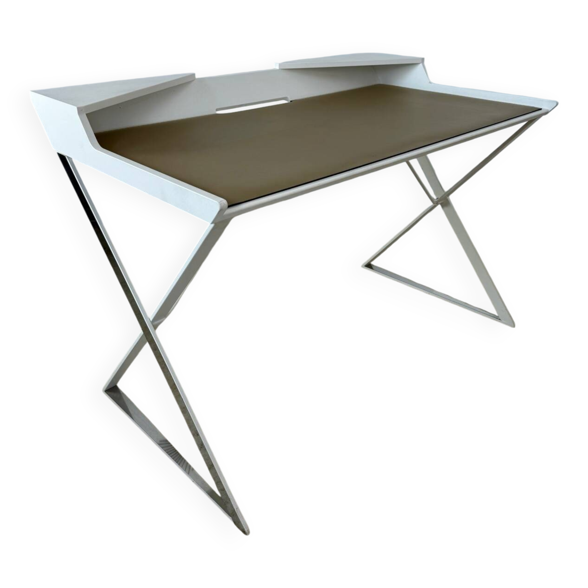 Bureau contemporain design italien  Andrea Lucatello pour Cattelan Italia modèle Qwerty bois et cuir