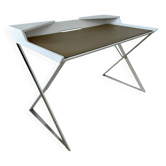 Contemporary Italian design desk Andrea Lucatello for Cattelan Italia model Qwerty wood and leather