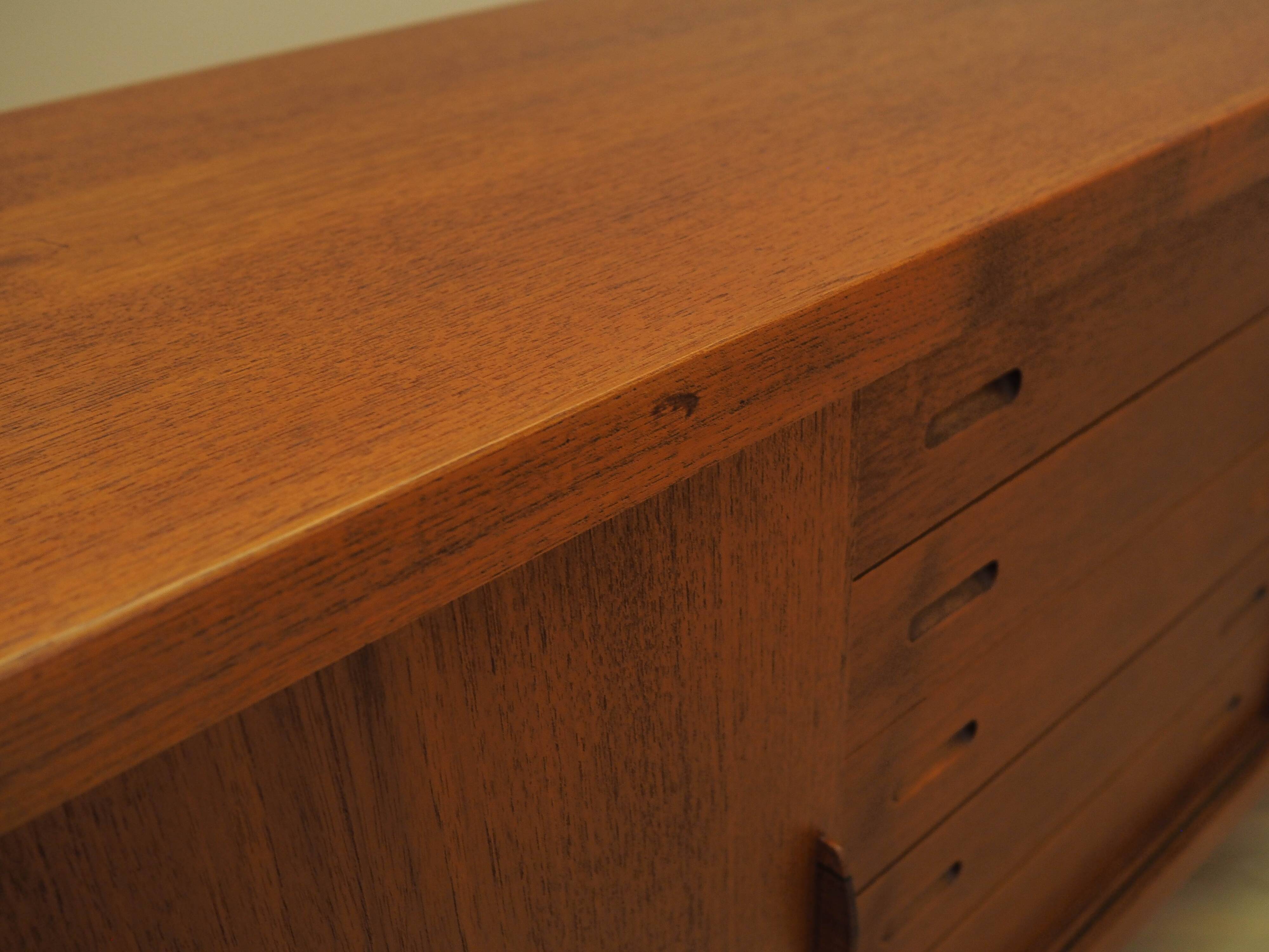 Teak sideboard with sliding doors, Denmark, 1960s