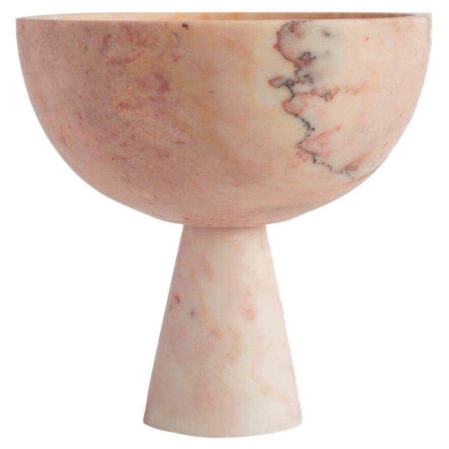 XL pink marble pedestal bowl