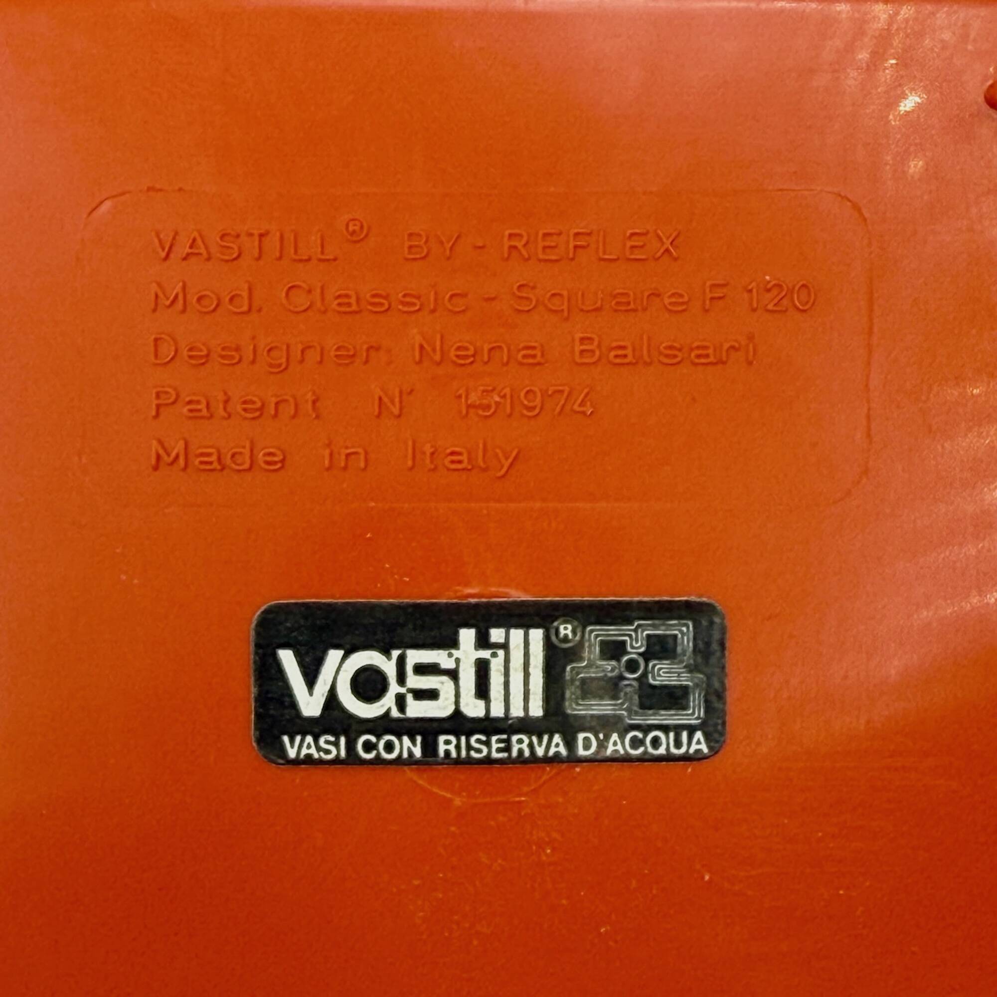 Set of 2 Orange Plastic Planters by Vastill, Italy, 1970s