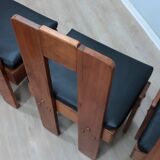 Ensemble de 6 chaises brutalistes en bois massif, Italie, années 1960