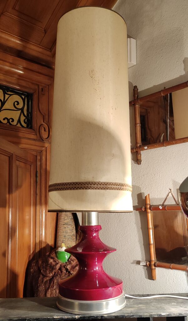 Lampe à poser céramique et alu/design 20 ème siècle