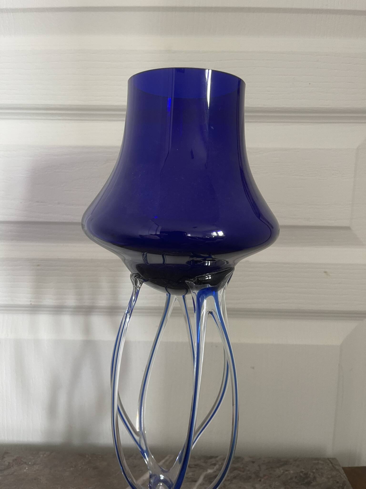 Ancient Medusa Cobalt Blue Cup Vase Jozefina Krosno Octopus Blown Glass