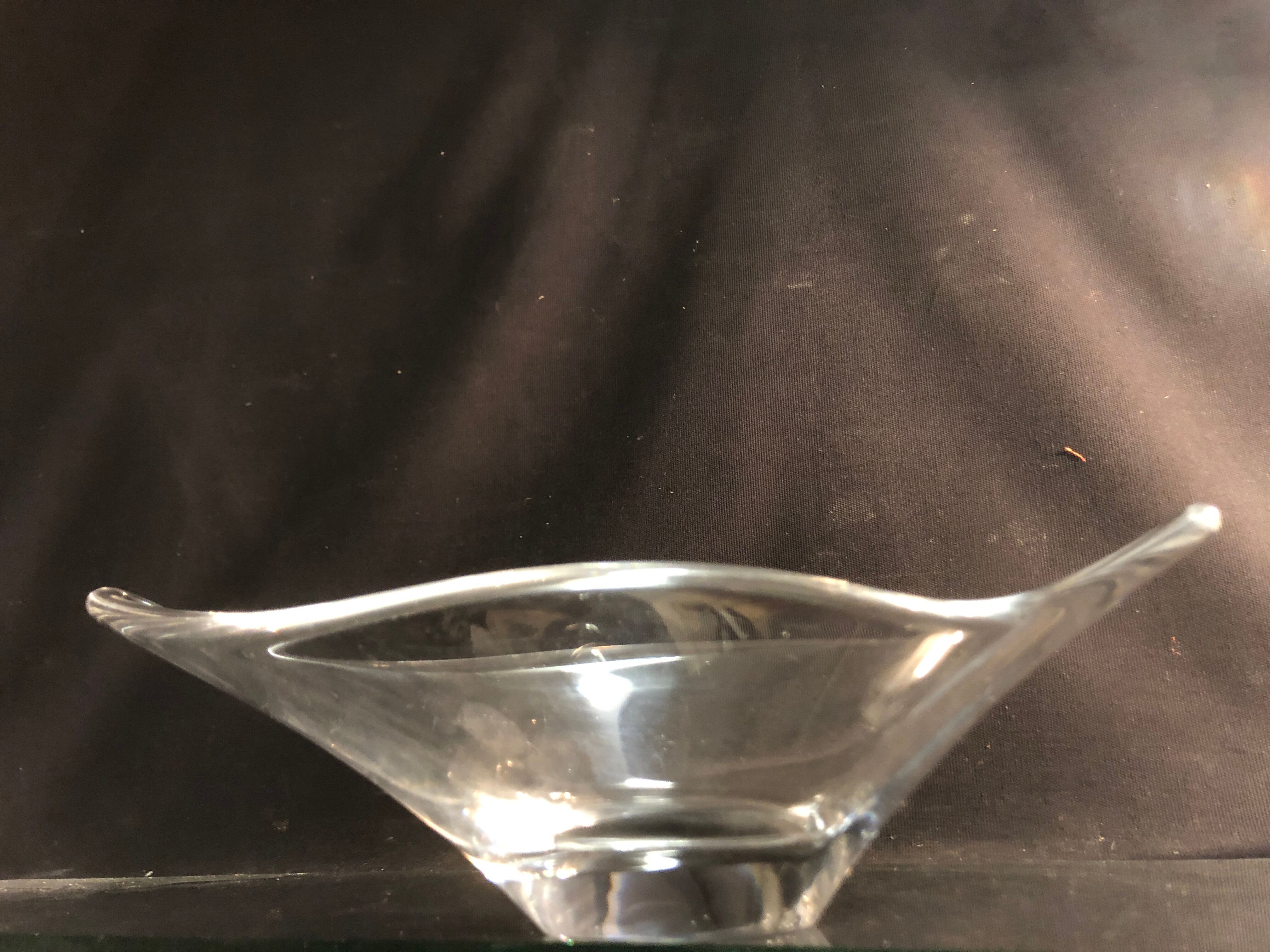 Crystal cup Daum free form signed empty fruit cup pocket