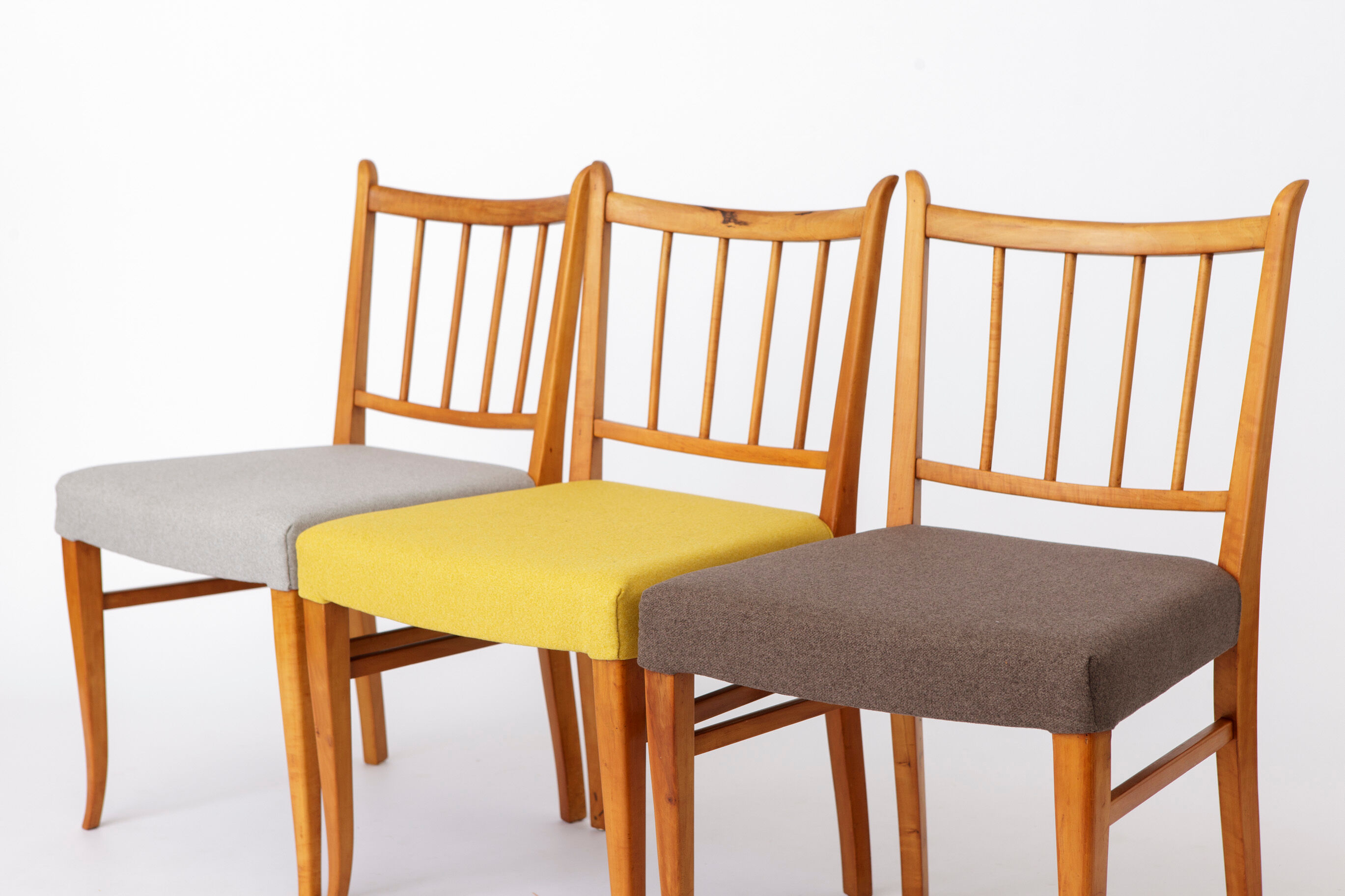 Set of 4 Vintage Beech Dining Chairs, 1950s Mid Century Modern, Germany