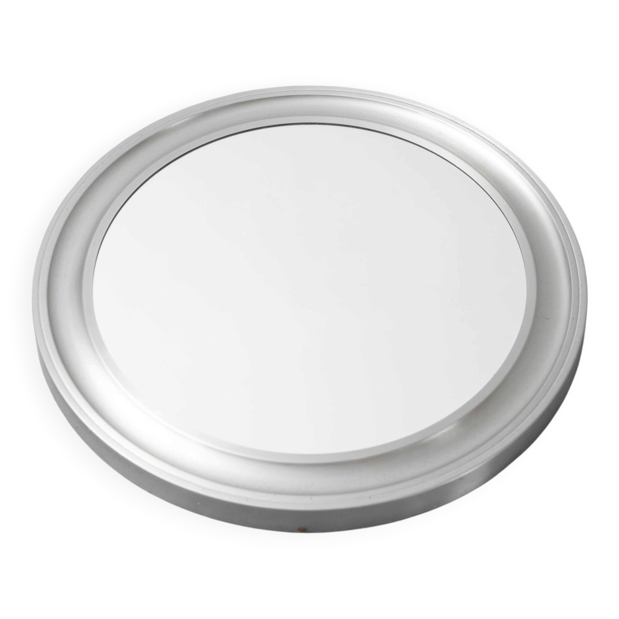Round vintage metal mirror Pizzi 1970s modernism
